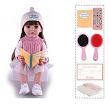 Див. ВІДЕО! Велика інтерактивна лялька Реборн реалістична дівчинка 55 см Reborn з довгим волоссям як жива справжня дитина, фото 3