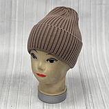 М. 88002 Шапка одинарна жіноча, підліткова, з отворотом, віскоза, різні кольори, р.50-56, фото 3