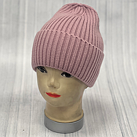 М. 88002 Шапка одинарна жіноча, підліткова, з отворотом, віскоза, різні кольори, р.50-56