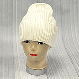 М. 88002 Шапка одинарна жіноча, підліткова, з отворотом, віскоза, різні кольори, р.50-56, фото 4