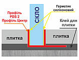 Профіль для скла душових під плитку 10 мм PDS 2 срібло поліроване 3,0 м, фото 3