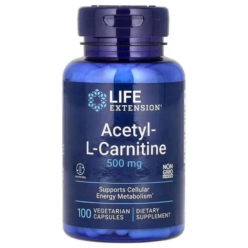 Ацетил L-карнітин, 500 мг, Acetyl-L-Carnitine, Life Extension, 100 вегетаріанських капсул