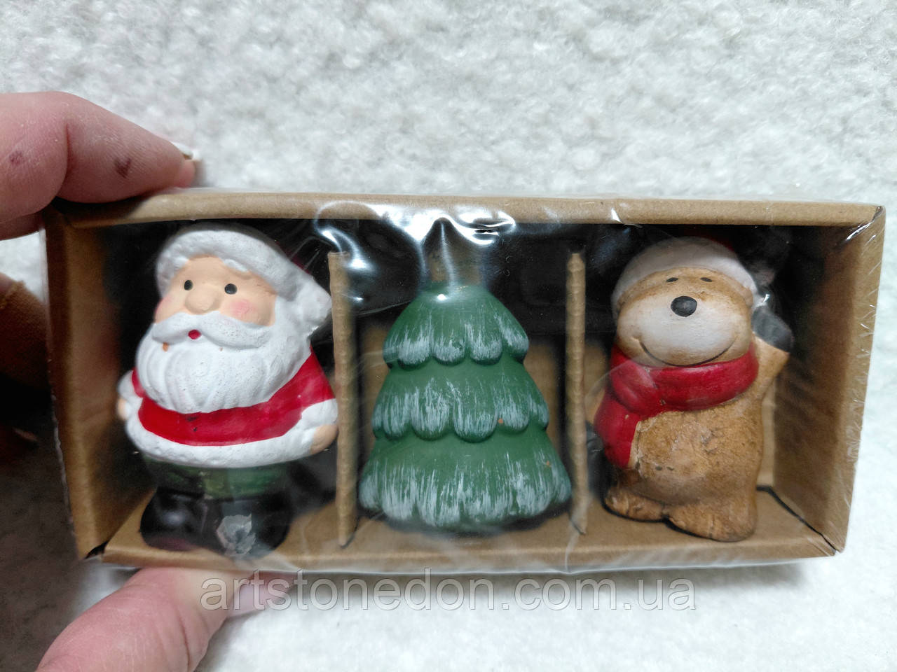 Набір новорічних фігурок, кераміка — 6 см (3 шт.), фото 1