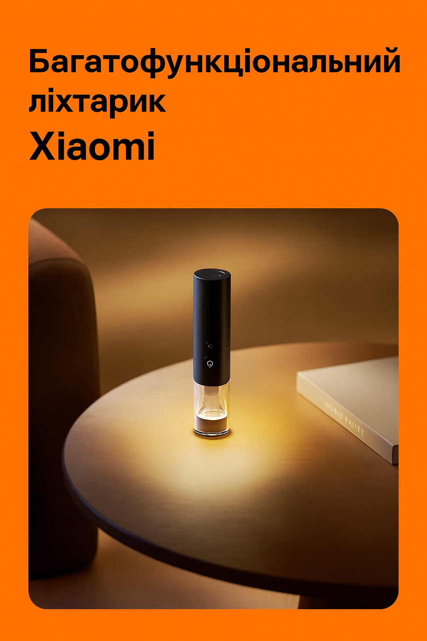 Багатофункціональний ліхтарик Xiaomi Mijia 3100mAh IP65 Водонепроникний 1000lm, фото 1
