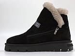 Теплі м'які черевички на хутрі із замші з 2 блискавками взуття великого розміру COSMO Agnes Black Vel BS, фото 3