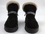 Теплі м'які черевички на хутрі із замші з 2 блискавками взуття великого розміру COSMO Agnes Black Vel BS, фото 6