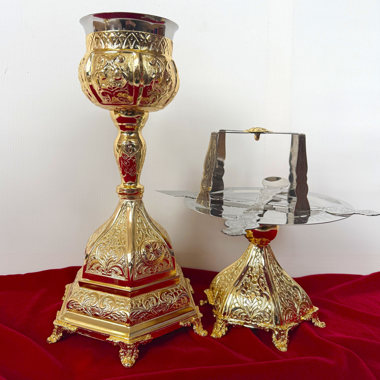 Євхаристійний набір золочений із Греції на 500 мл, фото 1