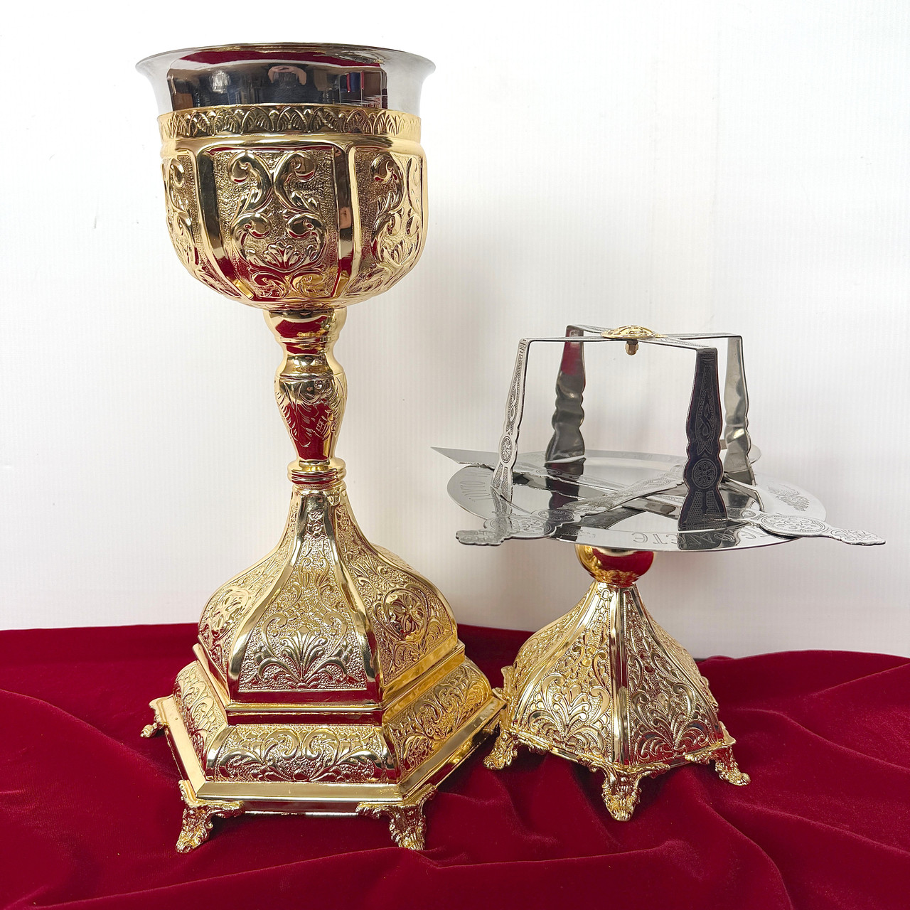 Євхаристійний набір золочений із Греції на 1 л, фото 1