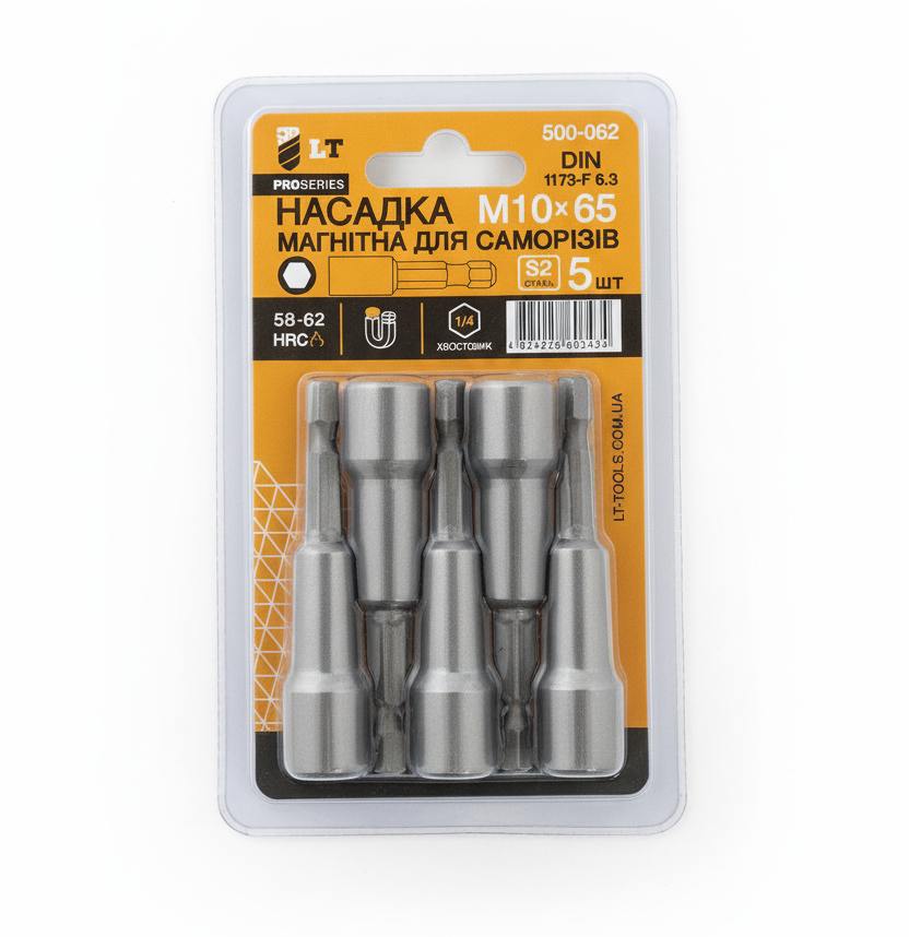 Биты "под черепицу" 10 мм шестигранные на блистере 5 шт LT, фото 1