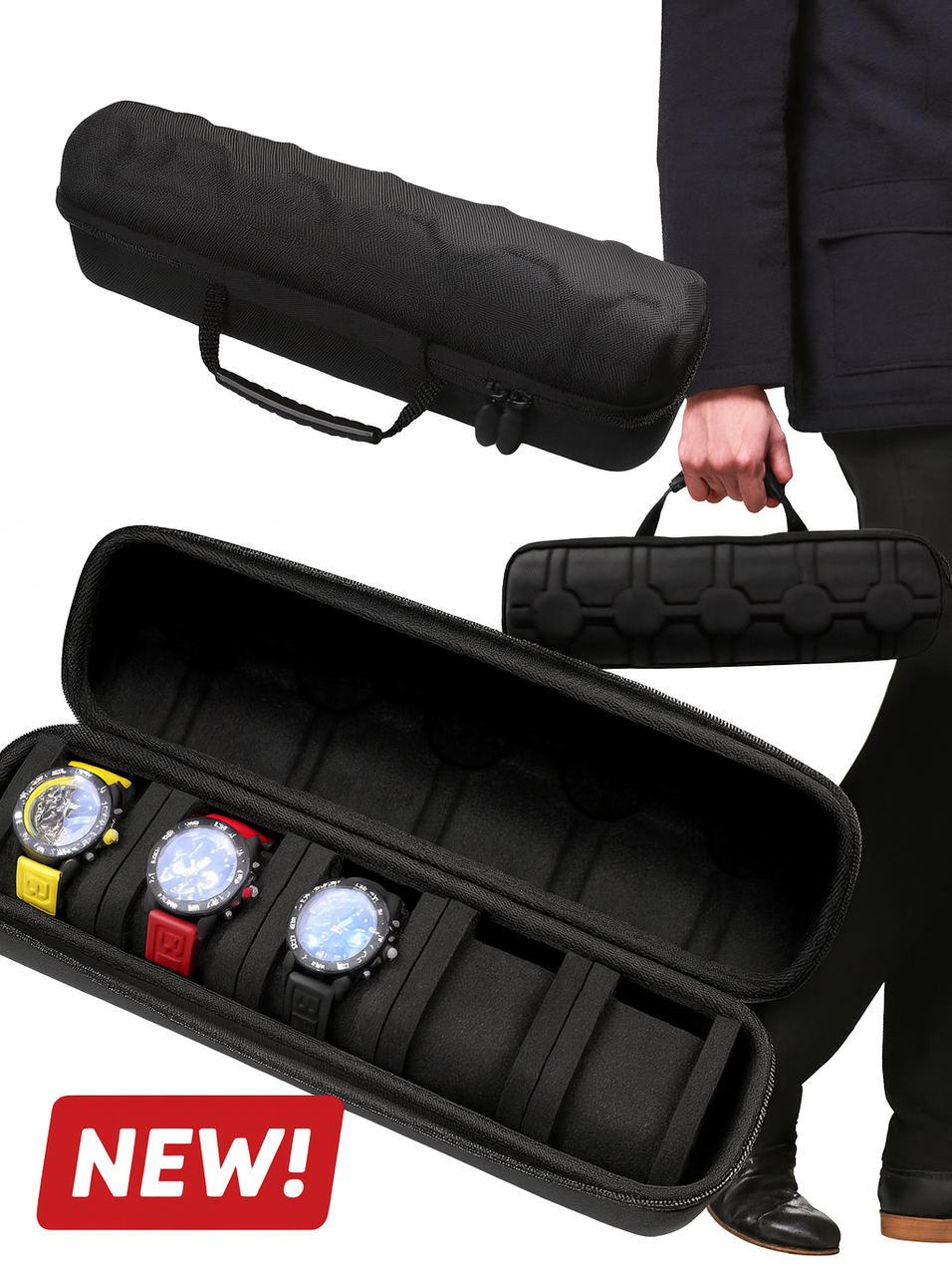 Чохол для годинника з 5 відділеннями. Твердий дорожній органайзер з подушкою-вставкою, фото 1