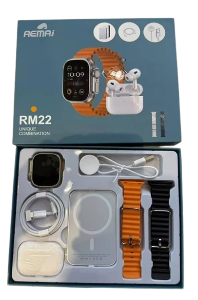 Набір 3 в 1 розумний наручний смарт-годинник Smart Watch RM22 з повербанком і навушниками Ns, фото 1