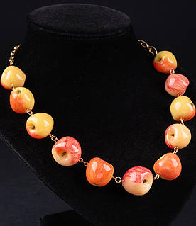 Кольє "Яблучка" із полімерної глини авторської роботи.