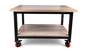 Стіл виробничий із полицею на колесах 1200*800