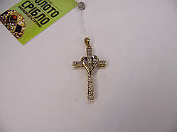 Хрест із білого золота з діамантами.Вага 1,97 грам.