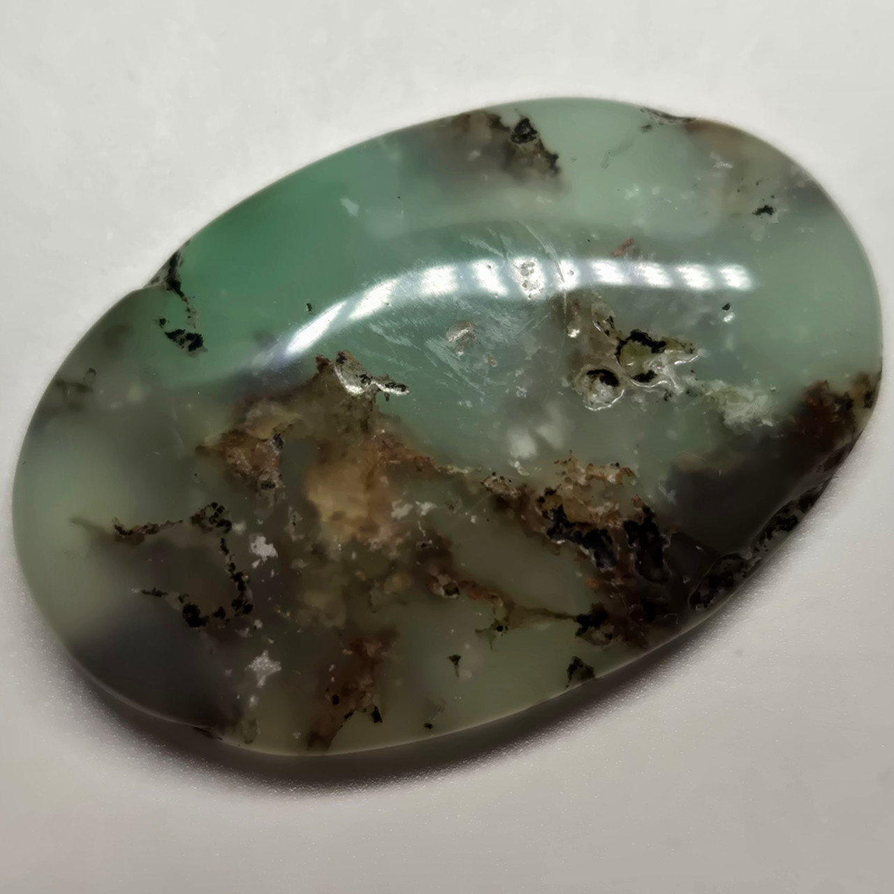 Хризопраз природний камінь кабошон для створення прикрас вставка овал для перстня кулона 39 ct, фото 1