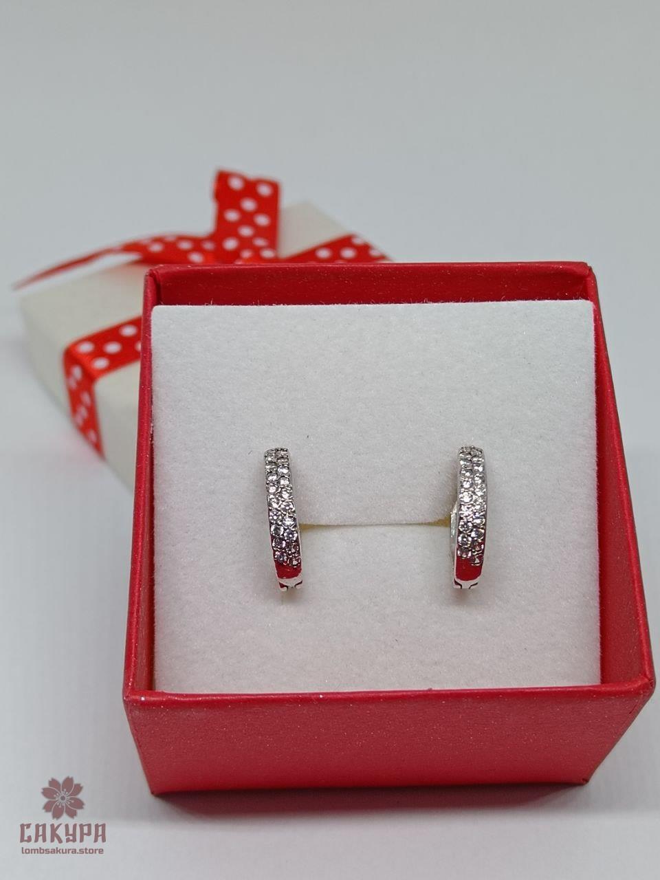 Срібні Сережки зі вставкою цирконій, фото 1