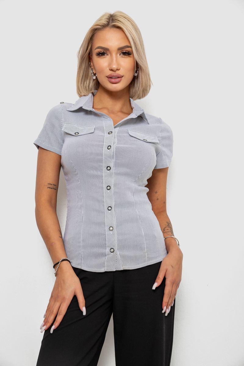 Сорочка класична в смужку, колір світло-сірий, 230R667, фото 1