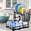 Двоярусна сушка для посуду 42х33х30 см з відливом / Настільна сушарка для посуду / Органайзер для посуду, фото 5