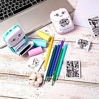 Міні принтер дитячий портативний, термопринтер 57 мм з Bluetooth блакитний і рожевий