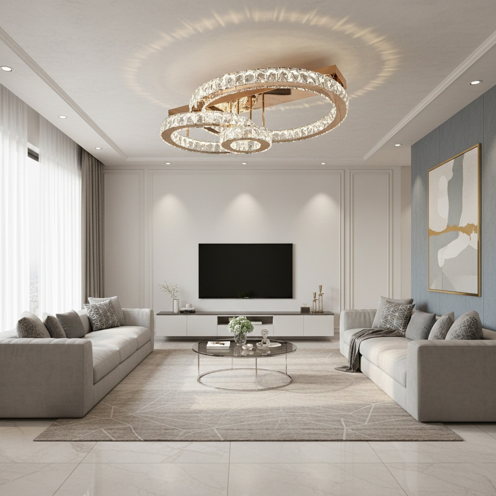 Кришталева світлодіодна люстра 7708-3D GD, фото 1