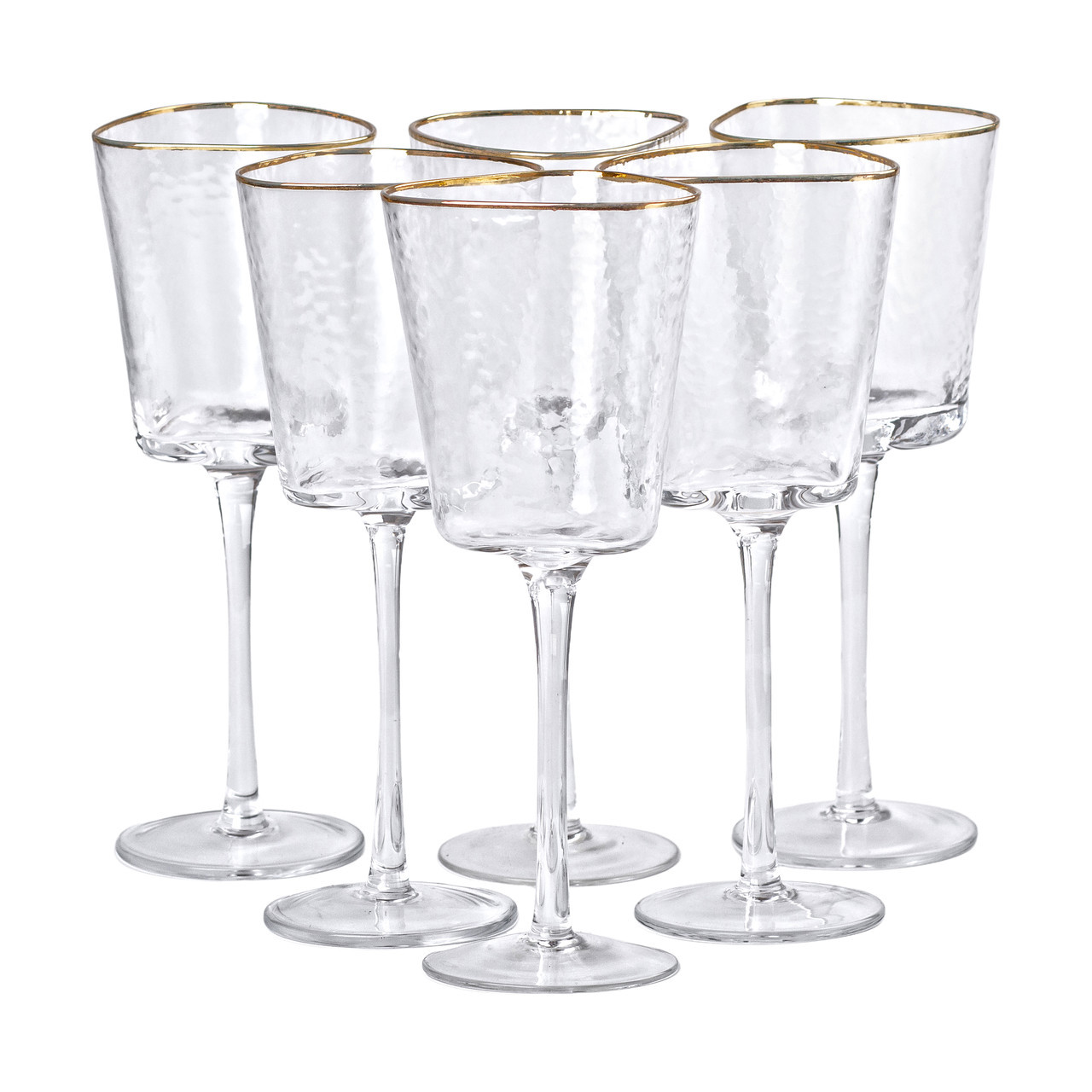Набір з 6 келихів 350 мл, для вина із золотим обідком HP-16-22, фото 1