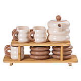 Чайний сервіз на 6 персон з 2-ярусною бамбуковою підставкою HP-15-20, фото 6