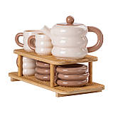 Чайний сервіз на 6 персон з 2-ярусною бамбуковою підставкою HP-15-20, фото 7