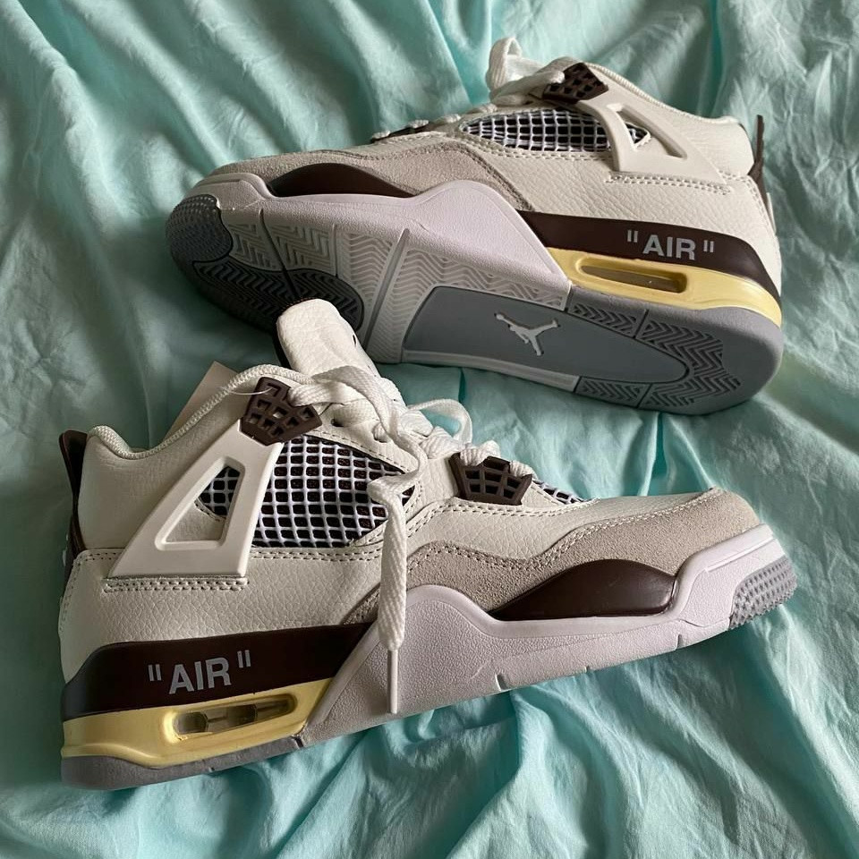 Nike Air Jordan 4 •White Grey Brown•, фото 1