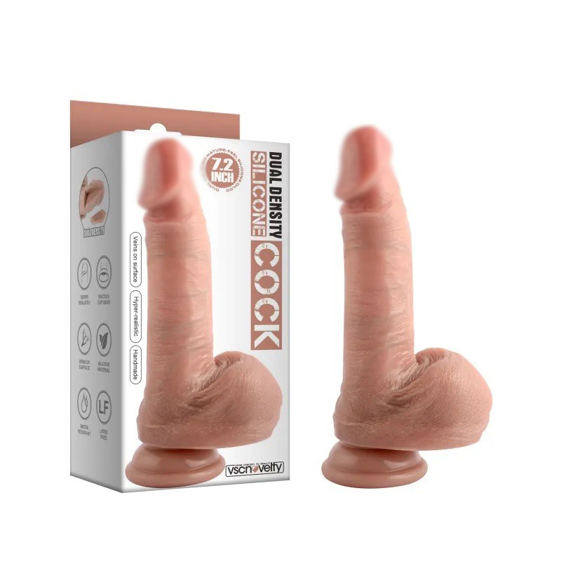 Фалоїмітатор на присоску Dual-Layered Nature-Feel Silicone Dildo 7.2, фото 1
