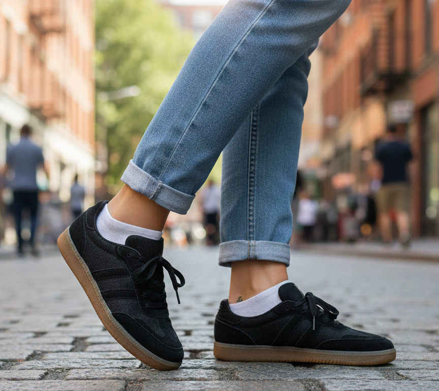 Жіночі стильні кеди чорні (EL1002-2), фото 1