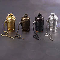 Патрон алюмінієвий Е27, вінтажний, ретро патрон у стилі LOFT, золото, хром, бронза. Термостійкий, вологостійкий