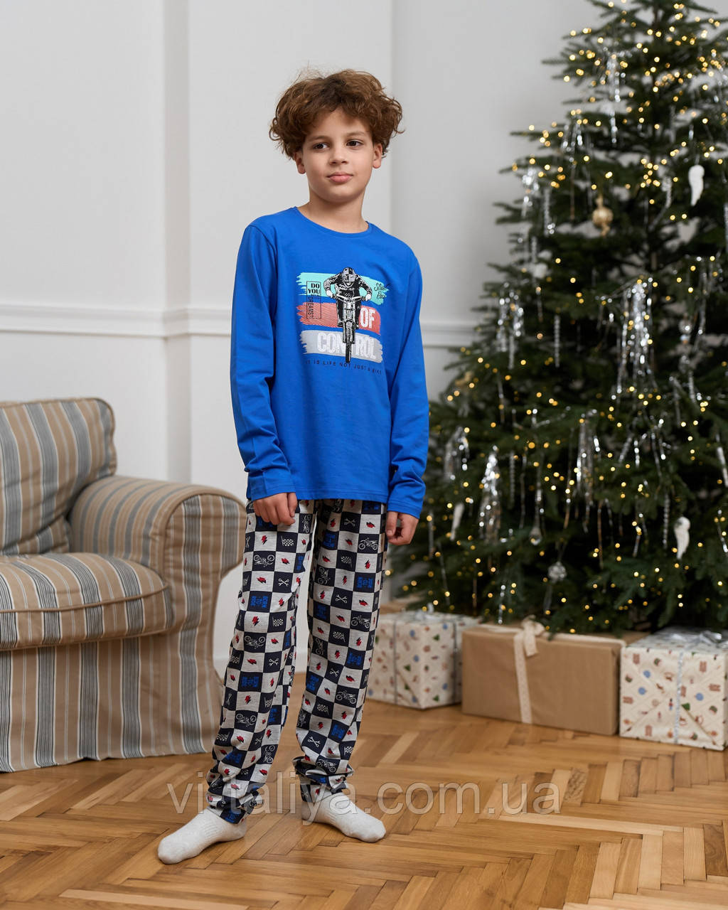 Піжама зі штанами для хлопчиків та підлітків Мото, фото 1