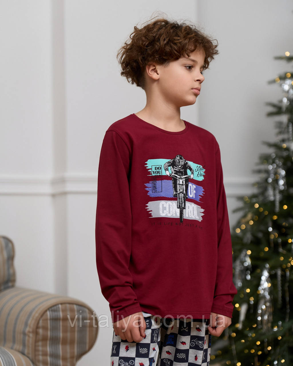 Піжама зі штанами для хлопчиків та підлітків Мото, фото 1