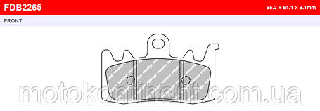 FDB265ST Тормозні колодки для APRILIA CAPONORD, BMW R1200, BRP Can-Am SPYDER, DUCATI MONSTER, фото 1