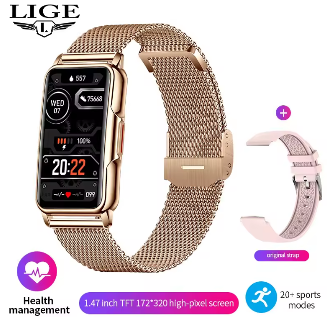 Розумні смарт годинник Lige H80A Smart Watch для Android і iOS, пульсометром, тонометром, крокоміром (рожеві)