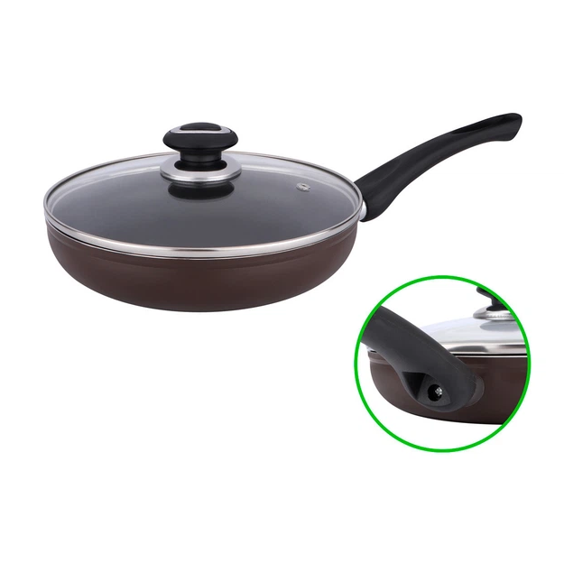 Сковорода з антипригарним покриттям 24 см. з кришкою Zauberg, фото 1