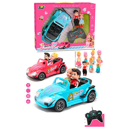 Машинка для ляльки на радіокеруванні 20 см зі світлом і гумовими колесами, ляльки 2 шт (828-2)