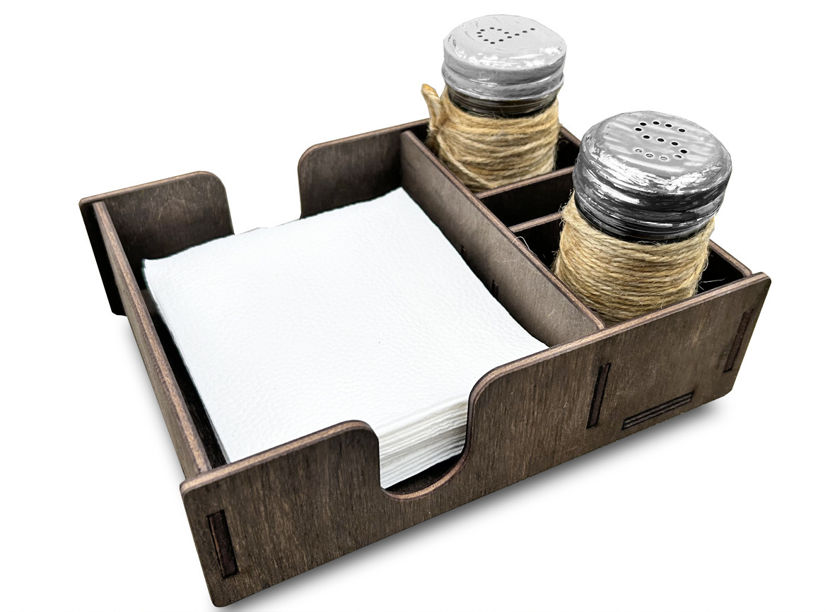 Підставка для серветок, зубочисток, спецівників для ресторану (№2) коричнева