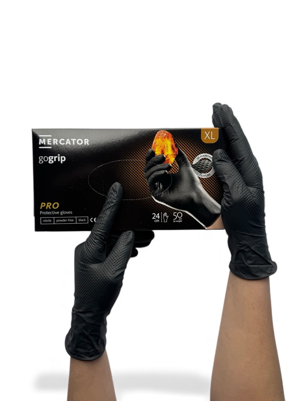 Рукавички нітрилові супер міцні GOGRIP XL (25 пар/уп) чорні