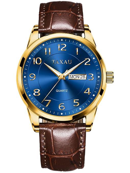Чоловічий класичний годинник TAXAU. Великий циферблат зі шкіряним ремінцем, аналоговий, водонепроникні, фото 1