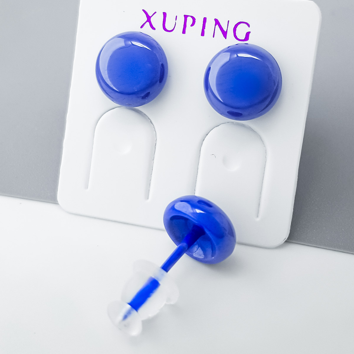 Сережки цвяшки Синя кераміка 8 мм Xuping, фото 1