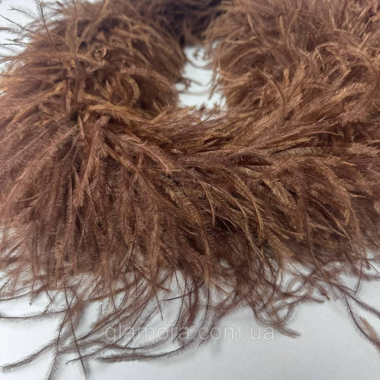 Страусове боа De'Lux TM "Glamora", шестишарове, колір Brown (08), 1 м, фото 1