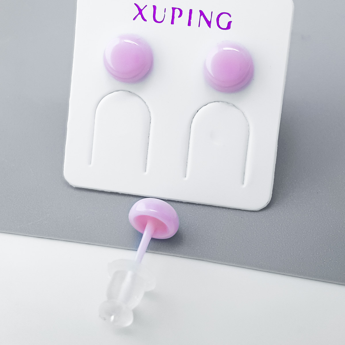 Сережки цвяшки Рожева кераміка 6 мм Xuping, фото 1