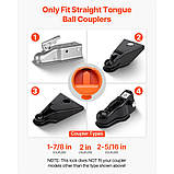 Vevor 310268 Протиугінний пристрій замка причепа для кульових зчеплень 47,5/50,8/58,7 мм, фото 2