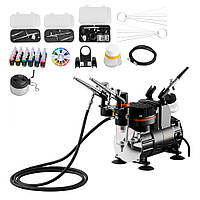 Vevor 312618 Набір аерографів, повітряний компресор з 3 пістолетами, акрилова фарба, 3 насадки