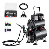 Vevor 312621 Набір аерографів, повітряний компресор з баком, 3 насадки, акрилова фарба, 1 пістолет