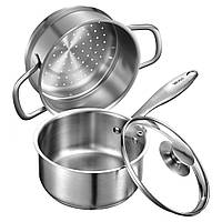 Vevor 311989 Каструля великої місткості 1,42 л зі скляною кришкою та шаром для приготування на пару, каструля для супу, овочева