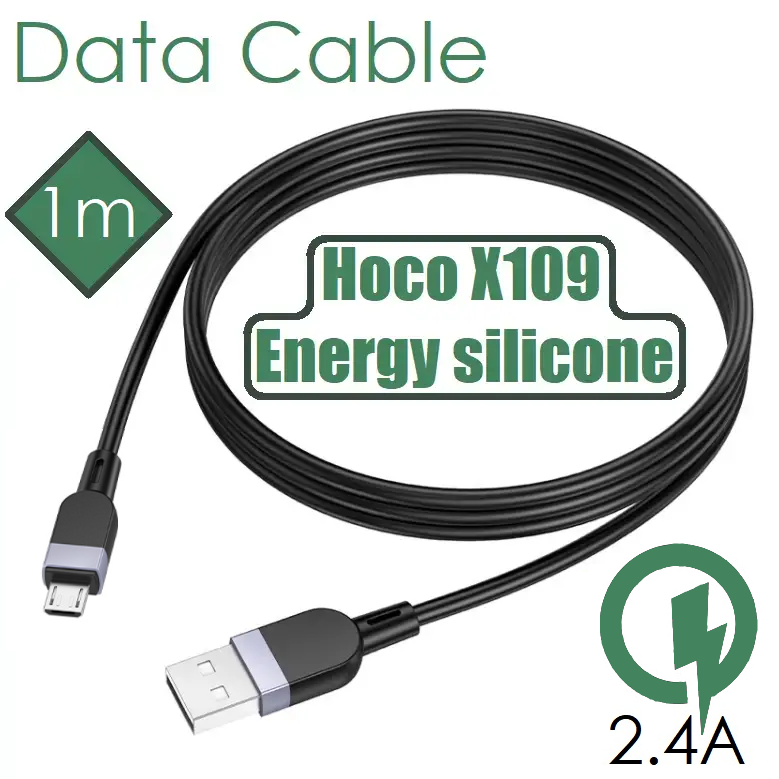 Data Cable Hoco X109 Energy silicone Micro 2.4A 1m (Черный)