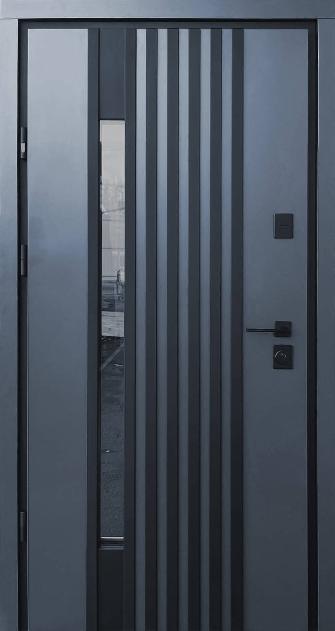 Двері вуличні, Berez Street Plus, модель RIO P LOFT Антрацит, ТЕРМОРОЗРИВ