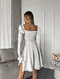 Біле плаття "Бебі дол" зі щільного шовку з рюшами, фото 8